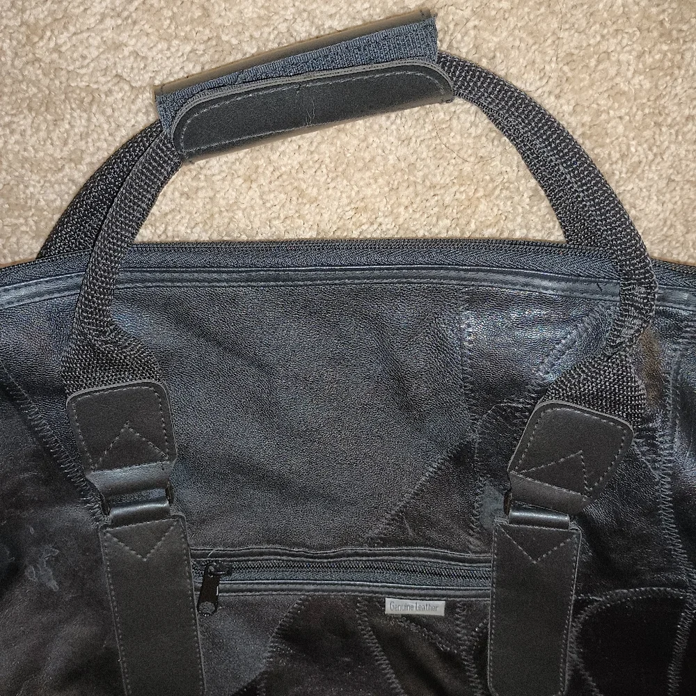 Men's Black Patchwork‎ Genuine Leather Bag Set